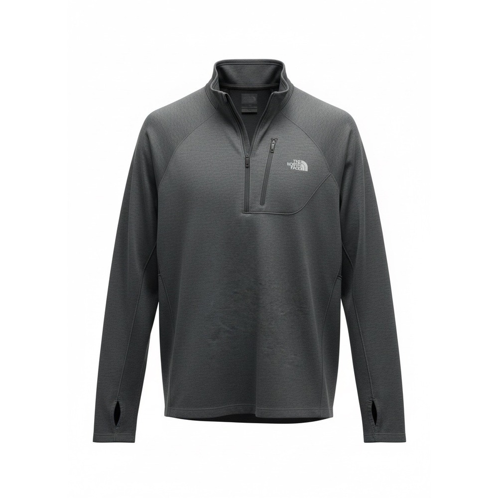 The North Face Mens Gray Quarter Zip Pullover Active Jacket Heathered Sz Large